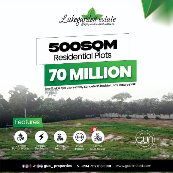 Lakegarden Estate 500sqm residential plots, 70 million naira